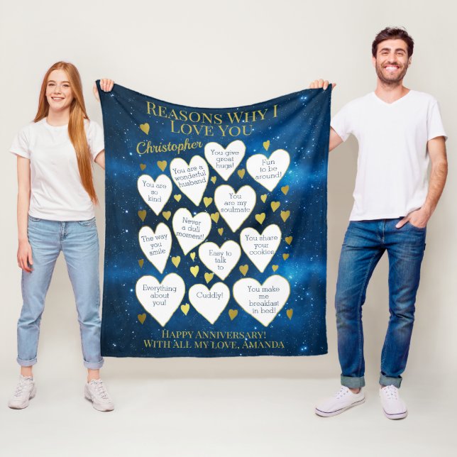 Anniversary Reasons Why I Love You Fleece Blanket (In Situ)