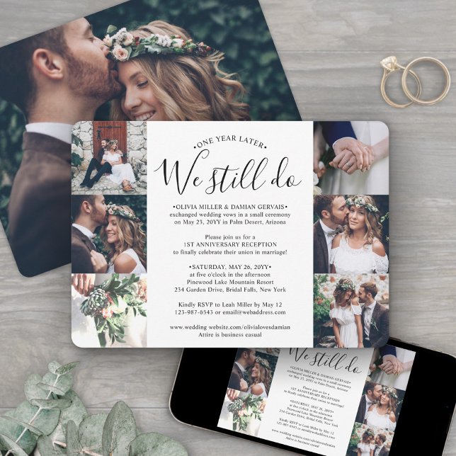 Anniversary Reception We Still Do 7 Photo Wedding Invitation (Creator Uploaded)