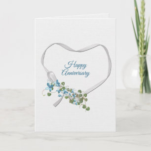 Anniversary Ribbon Heart with Flowers Card