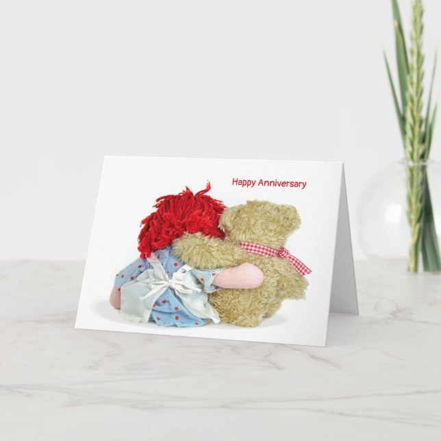 Anniversary romance doll and bear card (Front)
