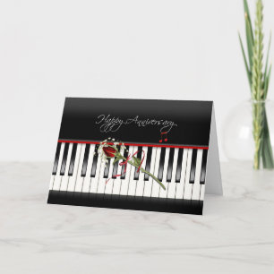 Anniversary Rose on Piano Card