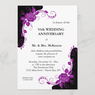 Anniversary Roses (Purple) Invitation