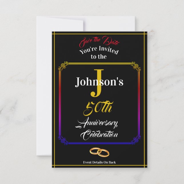 Anniversary & Save The Date - Any Name & Date - (Front)