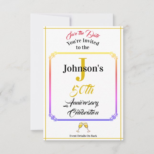 Anniversary & Save The Date - Any Name & Date - (Front)