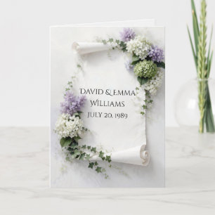 Anniversary Scroll with Lilacs and Hydrangeas Card