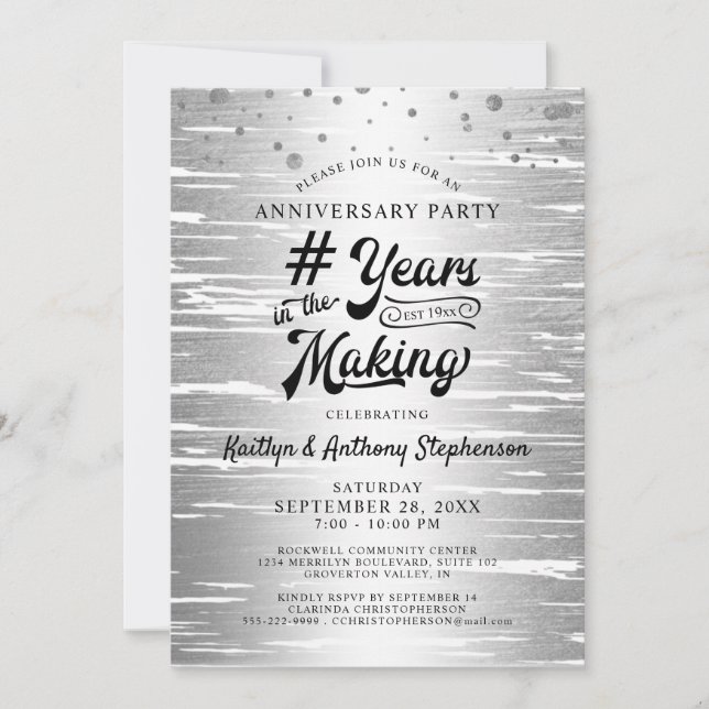 Anniversary Silver Black # YEARS IN THE MAKING Invitation (Front)