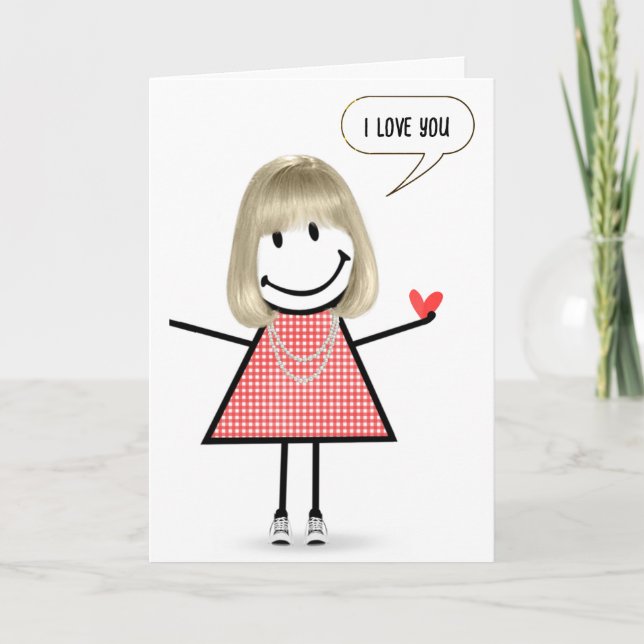Anniversary Stick Figure Girl With Speech Bubble Card (Front)