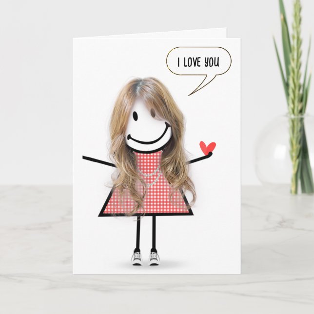 Anniversary Stick Figure Girl With Speech Bubble Card (Front)