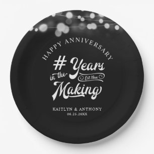 Anniversary String Light YEARS IN THE MAKING Black Paper Plate