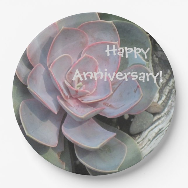 Anniversary Succulent Paper Plate (Front)