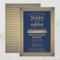 Anniversary Surprise Party Shhh! Navy Blue & Gold
