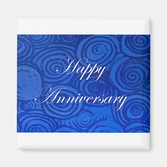 Anniversary Swirls Blue Magnet (Front)