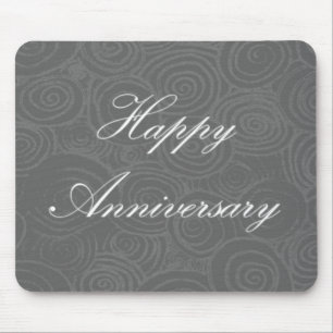 Anniversary Swirls Dark Silver Mouse Pad
