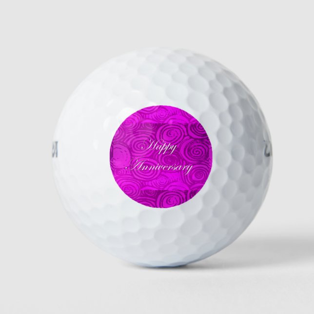 Anniversary Swirls Pink  Golf Balls (Front)