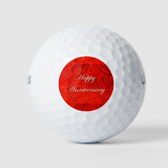 Anniversary Swirls Red Golf Balls (Front)