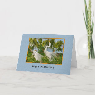 Anniversary, Two Great Egret Birds Card