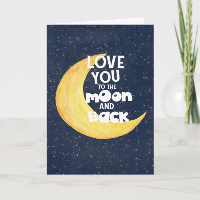 Anniversary Valentine's Day Love You to Moon Holiday Card (Front)