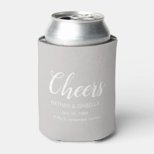 Anniversary vintage solid sandstone cheers wedding can cooler