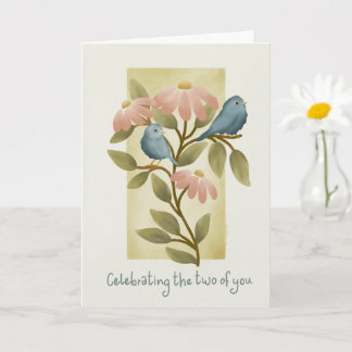 Anniversary Watercolor Blue Birds and Flowers  Card