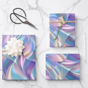 Anniversary Wedding Birthday Iridescent Metallic 6 Wrapping Paper Sheet
