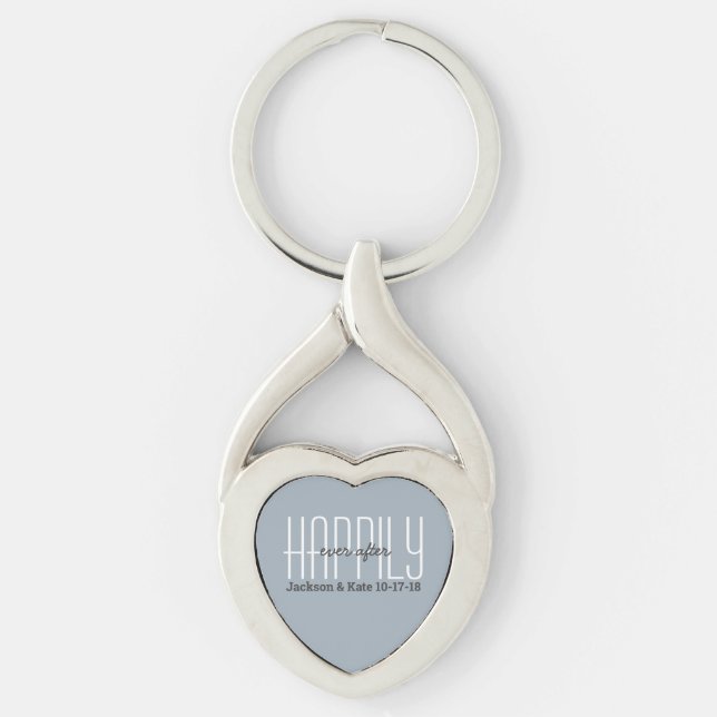 Anniversary Wedding Date Happily Ever After Custom Key Ring (Front)