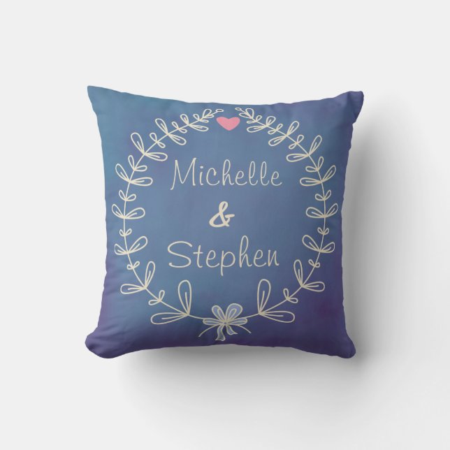 Anniversary Wedding Gift Personalised Hand Drawn Cushion (Front)