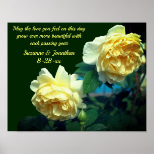 Anniversary Wedding Love Roses Flower Personalised Poster