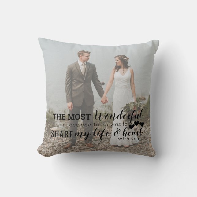 Anniversary Wedding Photo Share My Life Heart Cushion (Front)