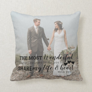 Anniversary Wedding Photo Share My Life Heart Cushion