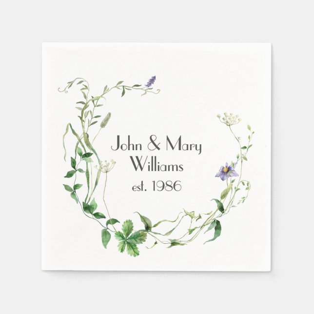 Anniversary Wildflower Wreath Napkin (Front)