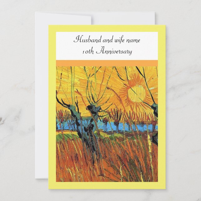 Anniversary. Willows at Sunset by van Gogh. Invitation (Front)