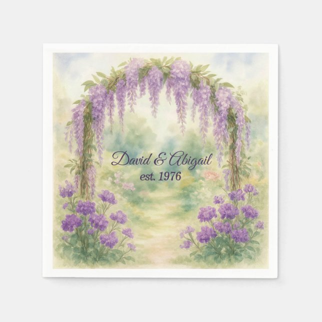 Anniversary Wisteria Archway In a Summer Garden Napkin (Front)