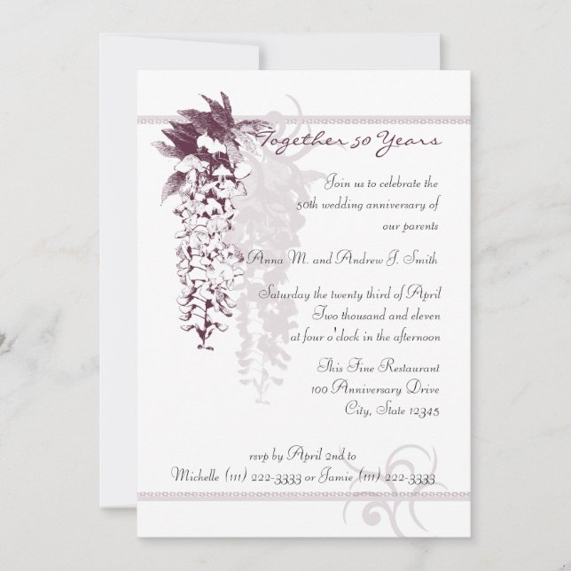 Anniversary Wisteria Invitation (Front)