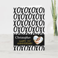 Anniversary XOXO Hugs Kisses Black White Photo