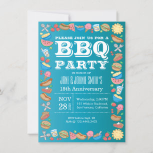Annivesary Wedding BBQ Birthday Party Barbecue Invitation