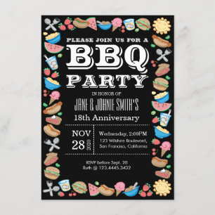 Annivesary Wedding BBQ Birthday Party Barbecue Invitation