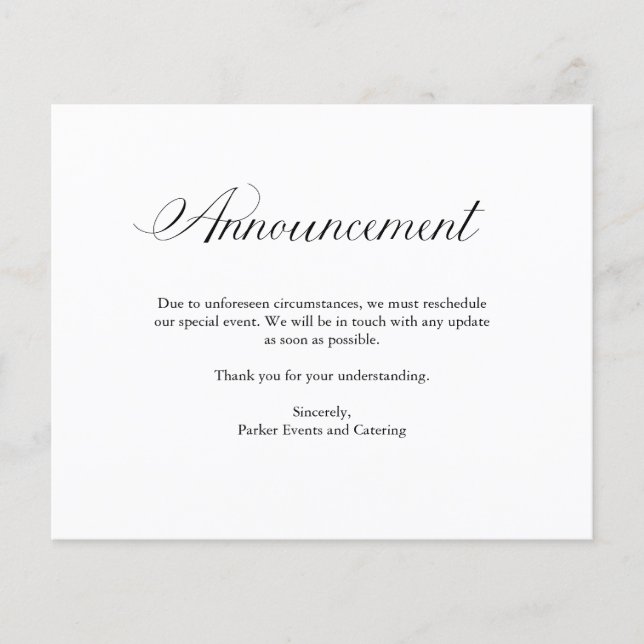 Announcement | BUDGET Elegant Event Postponement  (Front)