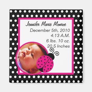 Announcement Magnet Black Spring Time Lady Bug