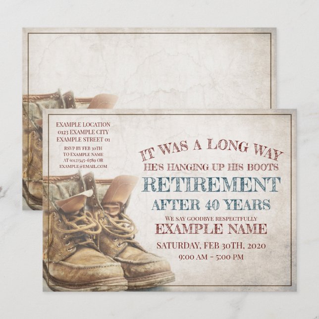 Announcement of retirement with old boots (Front/Back)