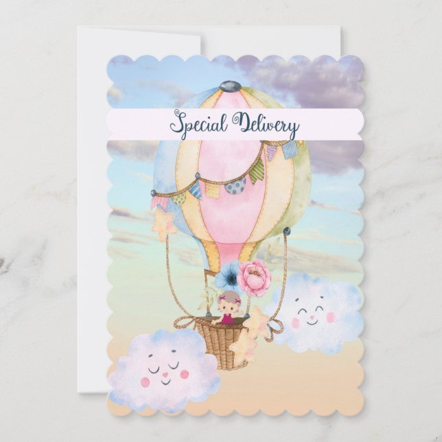 Announcing Birth of New Baby Girl Single Card (Front)