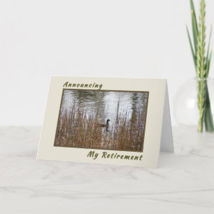 Announcing Retirement Card, Nature Pond with Duck Announcement