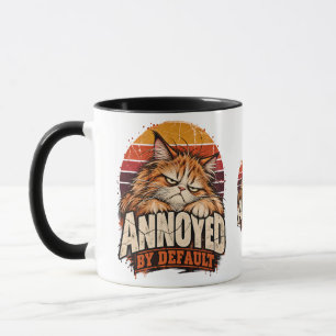 Annoyed by Default Retro Orange Cat Art Mug