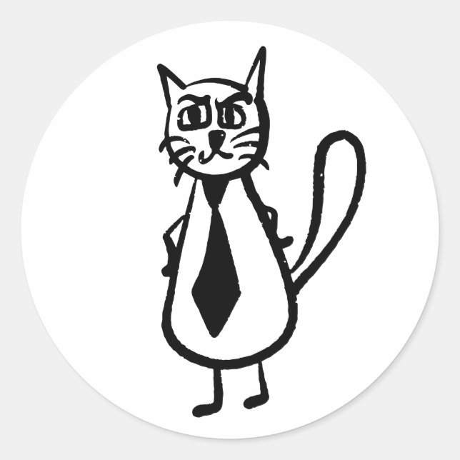 Annoyed Cat Classic Round Sticker (Front)