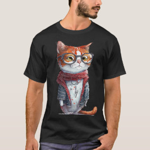 Annoyed cat person cute cat wearing glasses graphi T-Shirt
