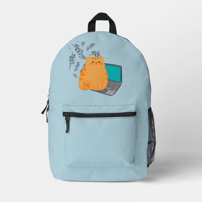 Annoyed Cat Printed Backpack (Front)