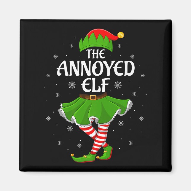 Annoyed Elf Christmas Family Girls Women Elf Squad Magnet (Front)