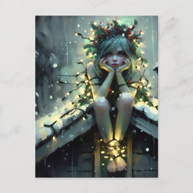 Annoyed Fairy Christmas Lights Postcard (Front)