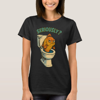 Annoyed Fish Emerging from Toilet – Retro Comic T-Shirt