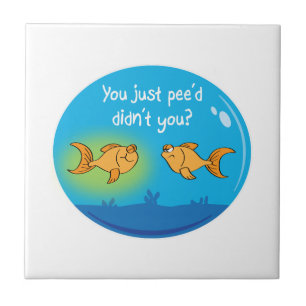 Annoyed Goldfish Ceramic Tile