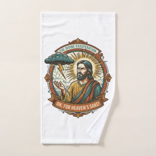 Annoyed Jesus Dark Rain Cloud Lightning Weather Hu Hand Towel